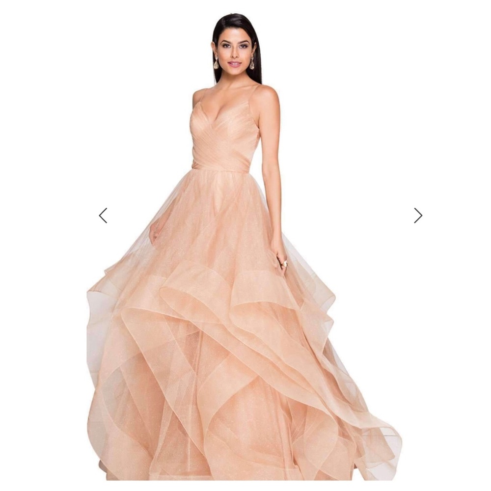 Terani Couture NWT Champagne Glitter Tulle Dress